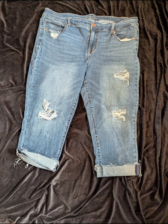 Maurices Denim - Maurices Light Blue Distressed Boyfriend Jeans with Rolled Cuffs